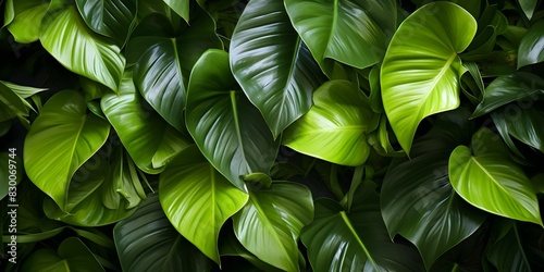 Closeup photo showcasing the unique beauty and texture of Splitleaf Philodendrons. Concept Closeup Photography, Splitleaf Philodendrons, Unique Beauty, Textured Leaves, Plant Portraiture photo