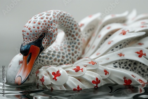 animal character design artistic, swan with red white blue photo