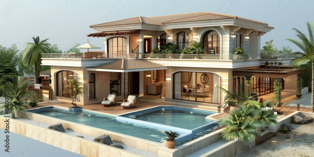 Fototapeta premium Luxurious Tropical Villa with Private Pool