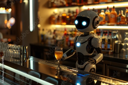 Wallpaper Mural A robot serves drinks in a futuristic high-tech bar. Torontodigital.ca