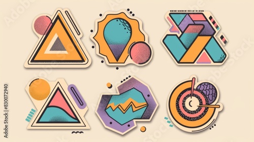 variation of retro stickers vector