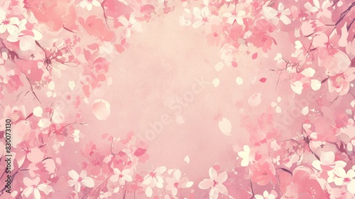 Watercolor painted floral boarder frame copy space background