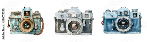 Watercolor illustration painting Vintage camera isolated on transparent background.