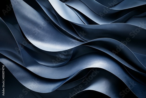 a series of smooth, wavy blue fabric folds, creating an abstract pattern