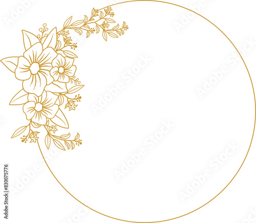Floral Circle Line Frame