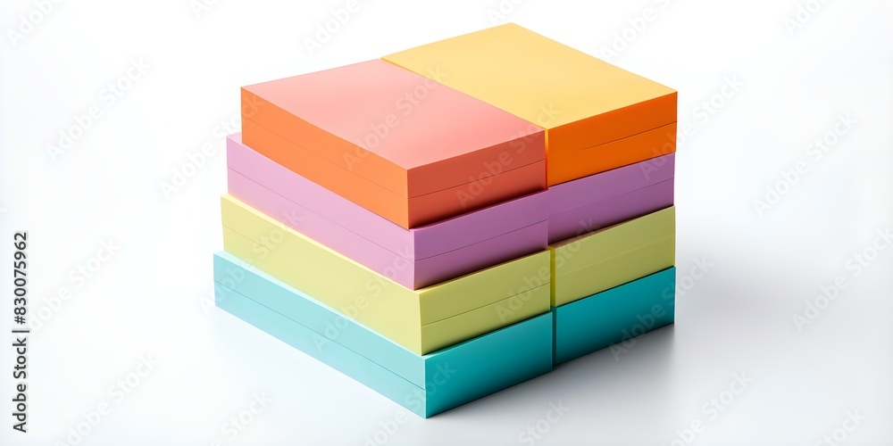 Colorful blank sticky notes on white background. Concept Photography, Studio Setup, Colorful, Office Supplies, Creativity