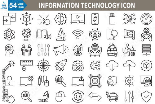 information technology Icons set vector illustrator. Perfect for enhancing the visual appeal of web and app interfaces.