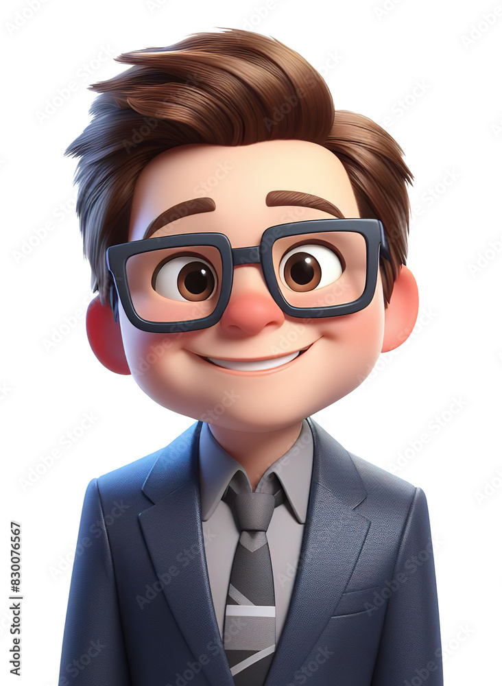 Businessman 14. A young businessman in a business suit and glasses with a good-natured sincere smile in 3d cartoon style on a transparent background, for advertising and presentations Businessman 14. A young businessman in a business suit and glasses with a good-natured sincere smile in 3d cartoon style on a transparent background, for advertising and presentations