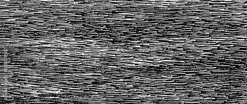 Black and white texture composed of irregular graphic elements. Distressed uneven grunge background. Abstract vector illustration. Overlay for interesting effect. Isolated on white background.