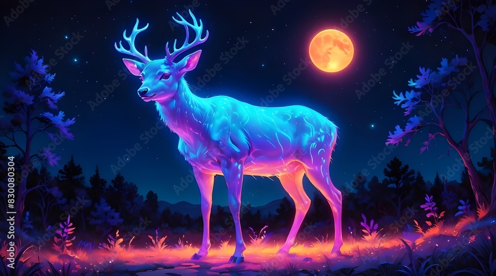 blue deer, orange moon blue deer, orange moon