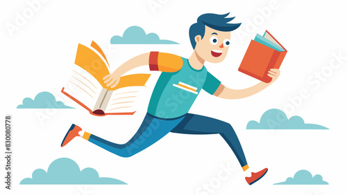 Get your reading muscles ready for a marathon like no other Our Library Reading Marathon will have you flipping pages and crossing literary finish lines.. Vector illustration