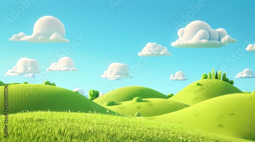 green hills with a blue sky poster background