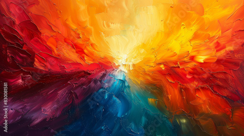 A vibrant explosion of colors blending seamlessly, depicting a stunning abstract sunset. photo