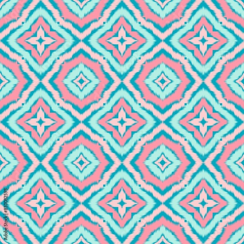 Seamless Ikat ethnic traditional Textile pattern geometric abstract folklore ornament Tribal ethnic illustration background design for print, clothing, scarf