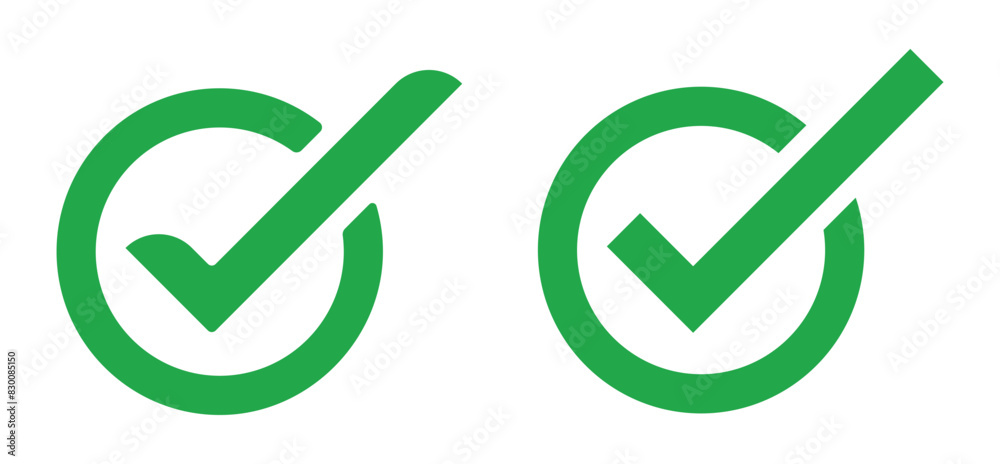 Sharp green checkmark and red cross on isolated white background vector symbol for right and wrong choices. Modern flat design, Checkmark icon set. Checkmark right symbol tick sign Sharp green checkmark and red cross on isolated white background vector symbol for right and wrong choices. Modern flat design, Checkmark icon set. Checkmark right symbol tick sign
