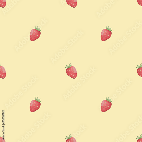 Seamless pattern with strawberry