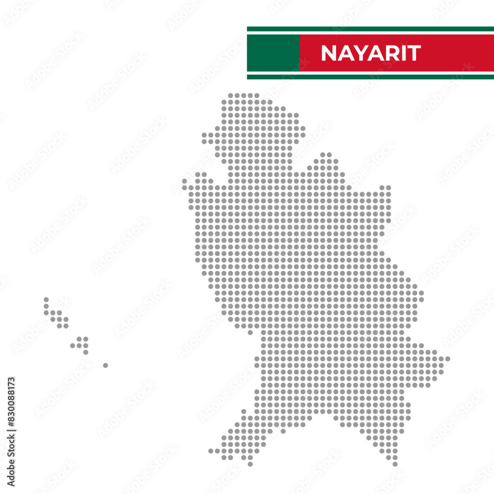 Dotted map of the State of Nayarit in Mexico Dotted map of the State of Nayarit in Mexico