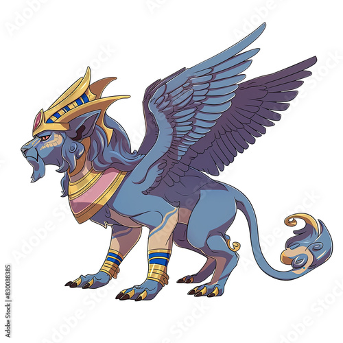 An illustration of a Sphinx with a black body
