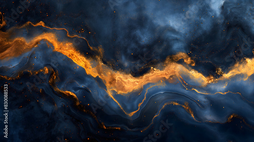 Ethereal Cosmic Landscape with Golden Fractures