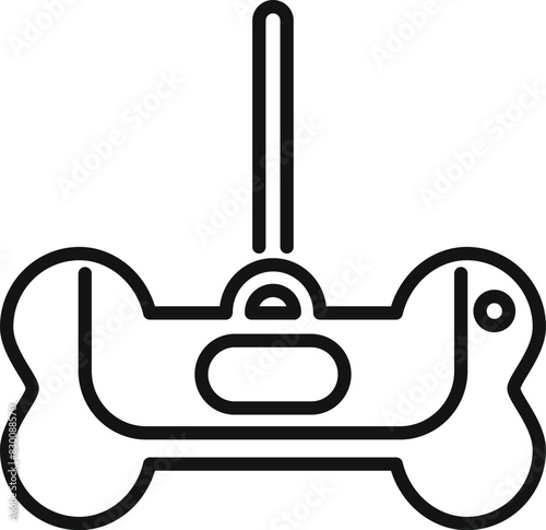 Black and white vector illustration of a modern video game controller icon in simple outline line art style, isolated and perfect for gaming, technology, and entertainment concepts
