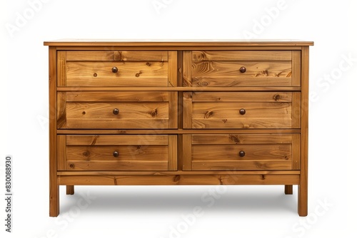 Realistic photograph of a complete Dressers,solid stark white background, focused lighting