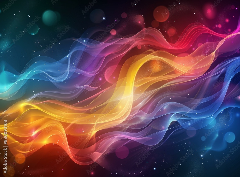 Colorful and Vibrant Waves Flowing in Space Colorful and Vibrant Waves Flowing in Space