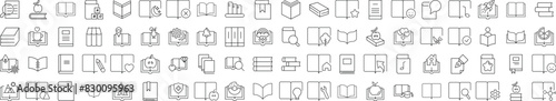 Line Signs of Book for Advertisement. Suitable for books, stores, shops. Editable stroke in minimalistic outline style. Symbol for design