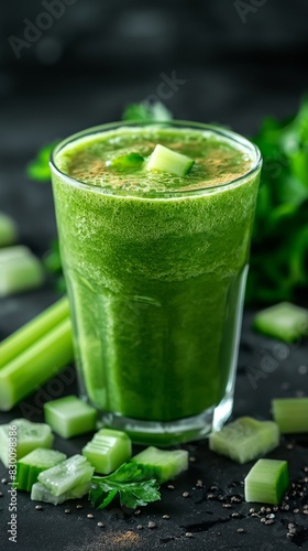 healthy drink, a glass of celery smoothies  photo