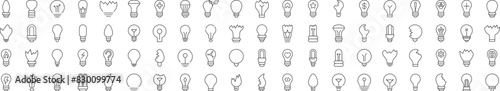 Collection of Line Icons of Lightbulbs. Suitable for books  stores  shops. Editable stroke in minimalistic outline style. Symbol for design