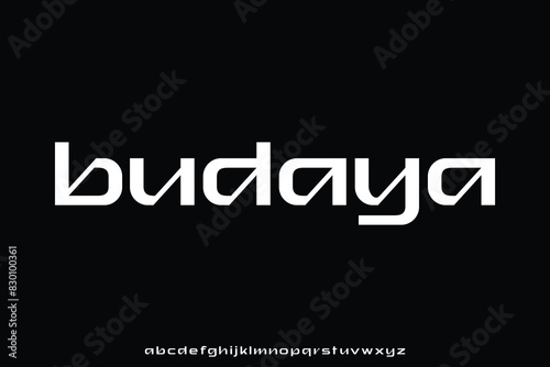 Unique decorative sans serif alphabet display font vector. Futuristic experimental typeface