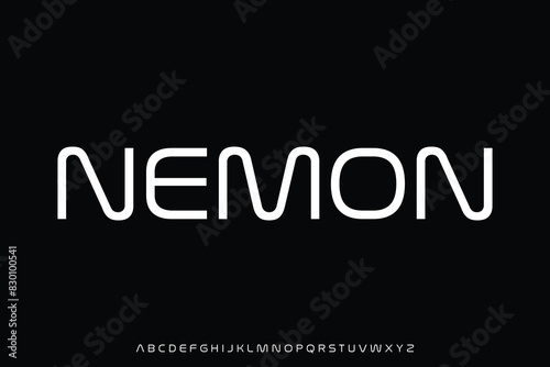 Unique modern futuristic sans serif alphabet display font vector illustration