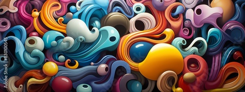 Colorful plastic toys Abstract background Geometric pattern with circles and lines
