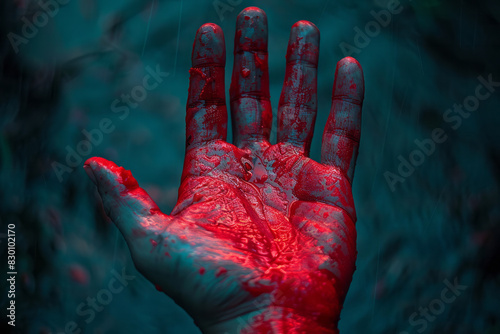 Image of a hand with bright red and pink tones, with the fingers fading to gray and black, symbolizing loss of dexterity and vitality, photo