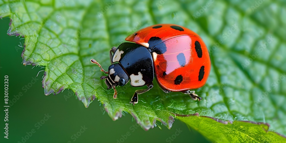 Obraz premium Captured Ladybug up close. Concept Macro Photography, Insects, Nature Close-Up, Ladybugs