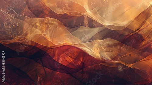 Abstract layers in sienna and bronze with shimmering light background
