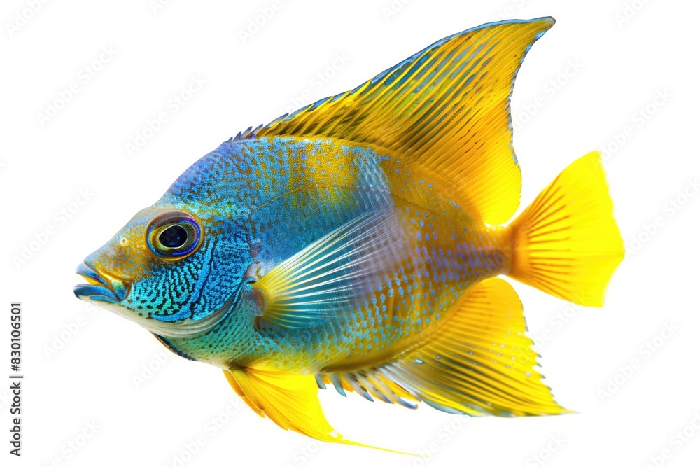 Vibrant Tropical Exotic Fish Isolated on White Background Vibrant Tropical Exotic Fish Isolated on White Background
