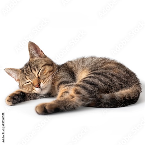 Cute Sleeping Cat Isolated on White Background