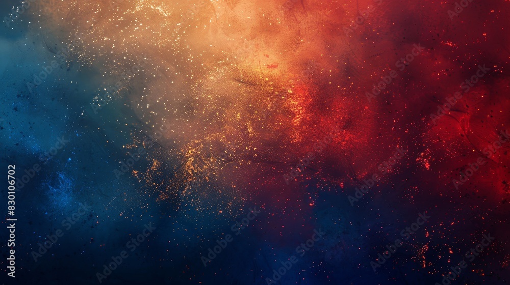 Midnight blue to fiery red gradient with gold shimmer in elegant design background