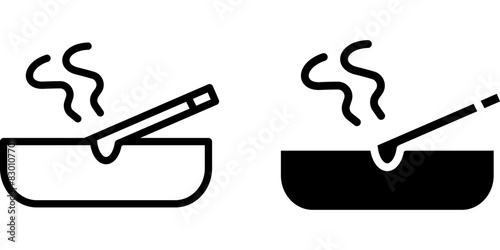 Ashtray Icon Symbol isolated white background. vector illustration. color editable.