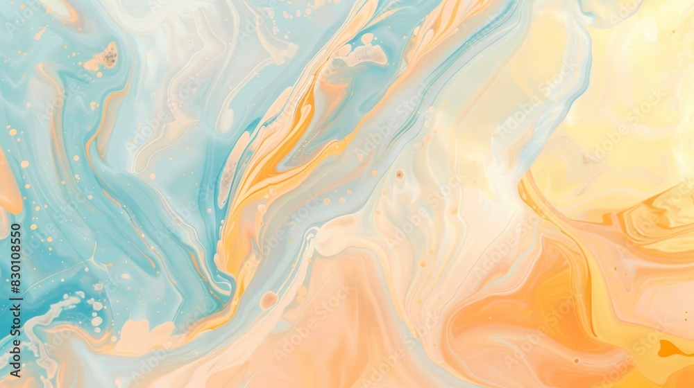 Serene marbled background in soft yellow and blue with peach accents background Serene marbled background in soft yellow and blue with peach accents background