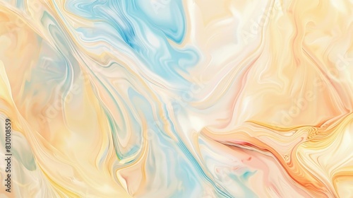 Peach and soft yellow abstract with baby blue marbling and light effects background