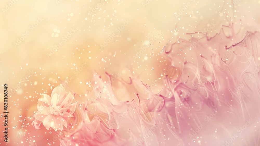 Dreamy gradient of pastel pink to yellow with shimmering spring details background Dreamy gradient of pastel pink to yellow with shimmering spring details background