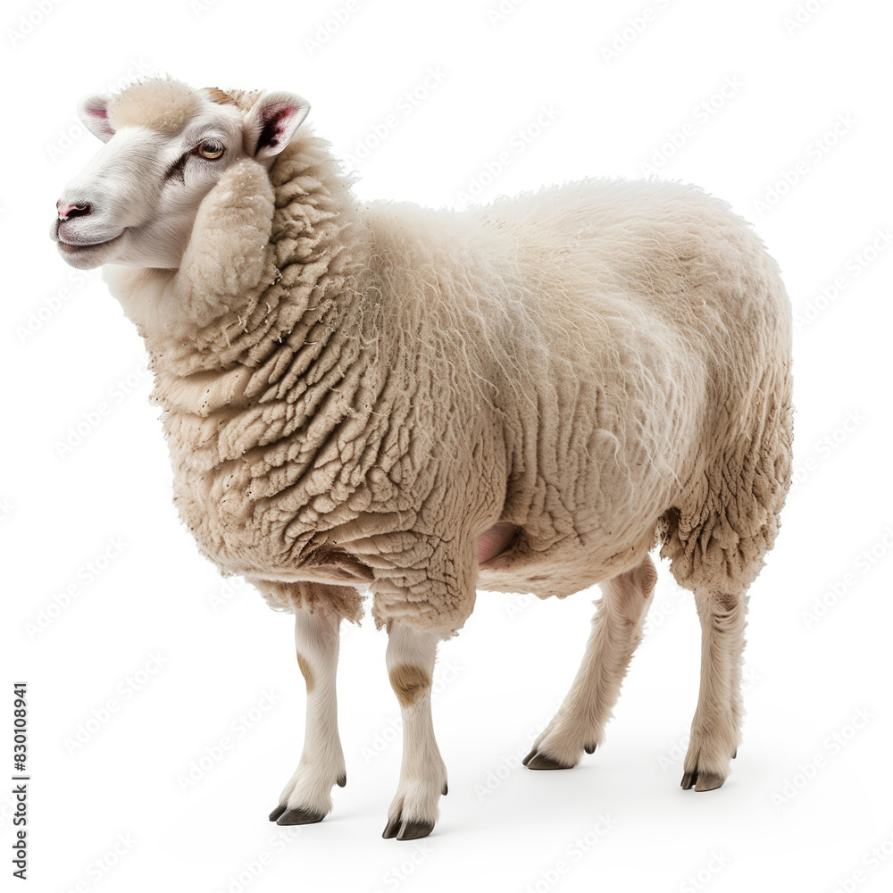 Full-Length Portrait Of A Sheep Isolated On White Background Full-Length Portrait Of A Sheep Isolated On White Background
