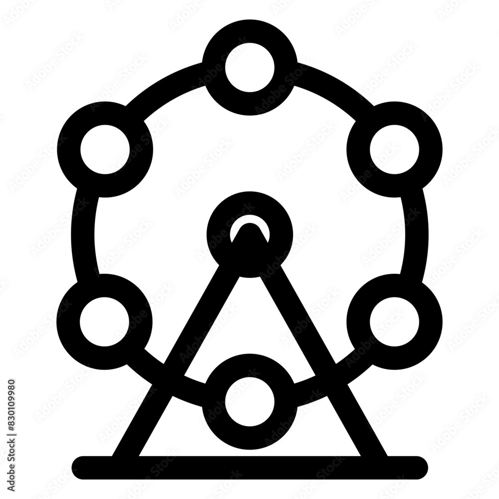 ferris wheel line icon vector illustration  isolated on white background