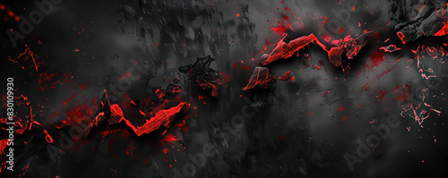 Dark Abstract Red and Black Texture. Abstract dark red and black texture with dynamic splashes and strokes creating a dramatic and intense composition. photo