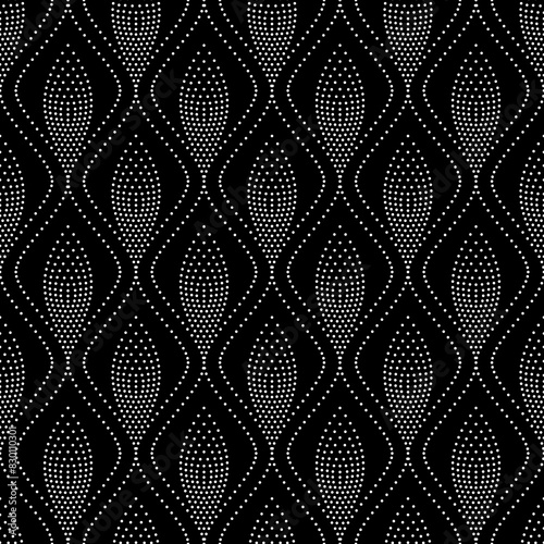Vector seamless texture. Modern geometric background with curly dot tiles.