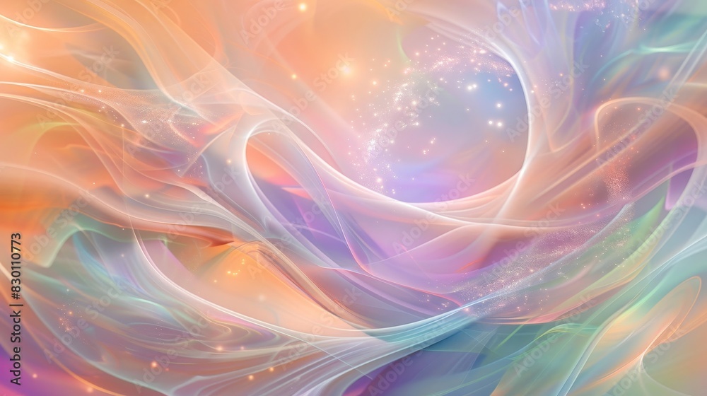 Spring swirls: peach lavender pastel green background Spring swirls: peach lavender pastel green background