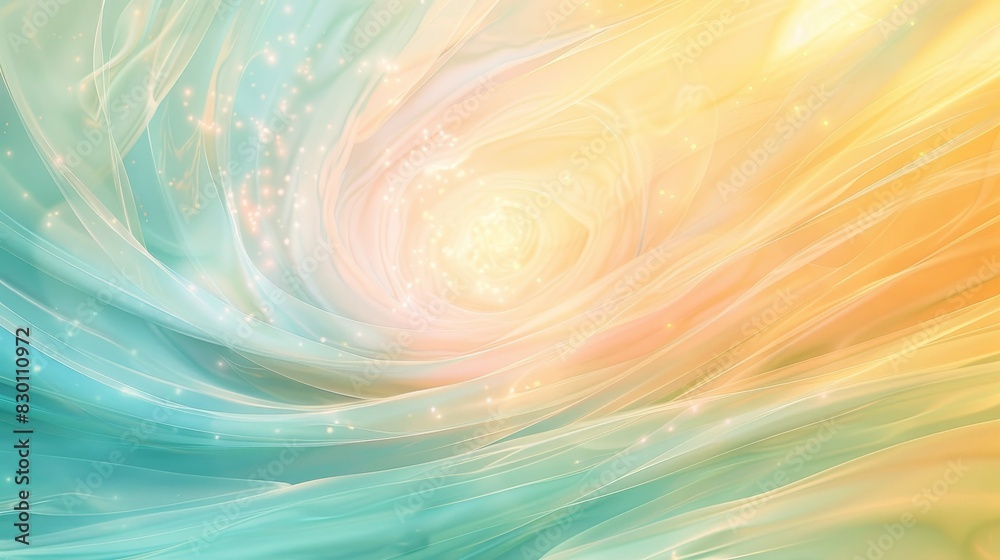 Abstract spring background with swirling yellow teal peach and light points background Abstract spring background with swirling yellow teal peach and light points background