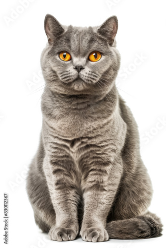 Front View of Beautiful British Shorthair Cat Sitting