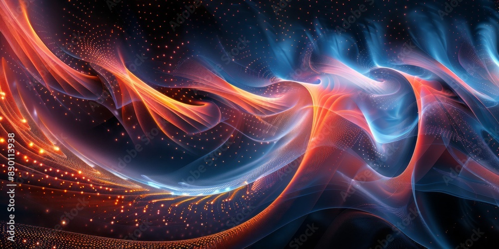 Fototapeta premium Computer-generated depiction of a vibrant, colorful wave in motion